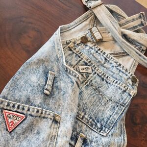 Guess Women's Faded Blue Denim Overalls
